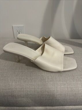 H&M Square Toe Kitten Heel Slip On Mules Sandals Heels